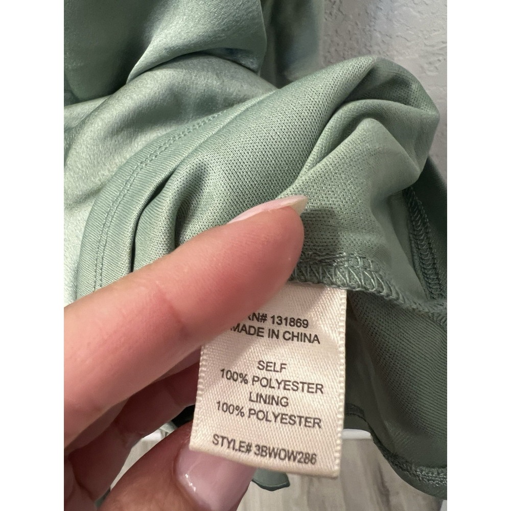 Green Satin Ruffle Romper Mini dress size M - Picture 4 of 6